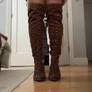 Jessica Simpson Leopard Print Over-The-Knee Boots